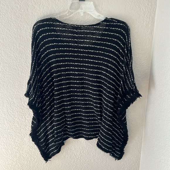 Maison Jules black with white stripe sweater poncho - Picture 3 of 3